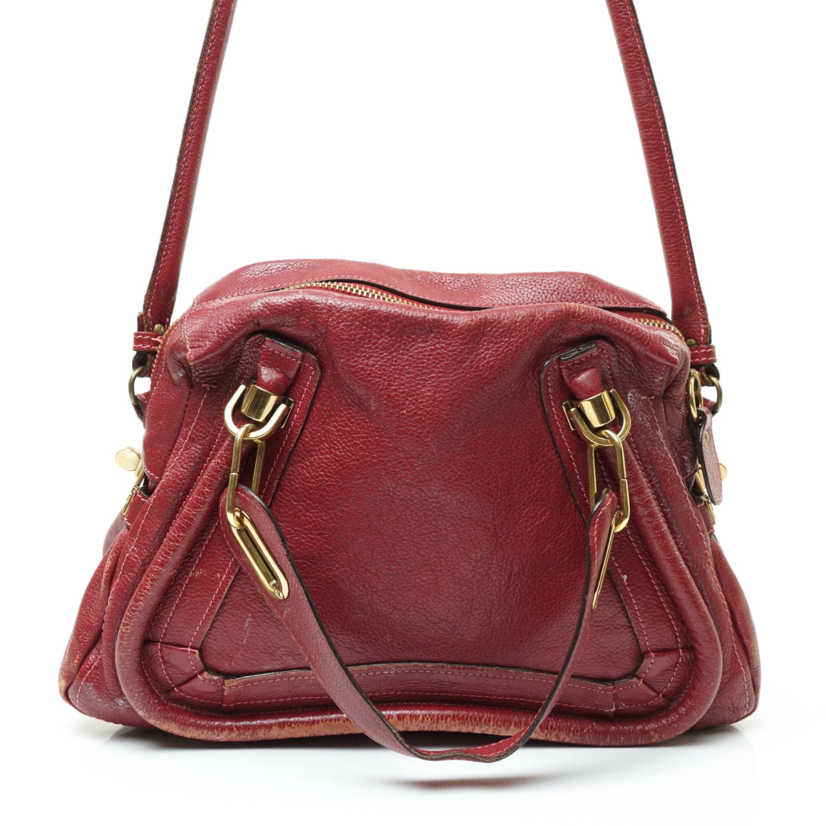 Chloe Paraty Hand Bag Red Leather