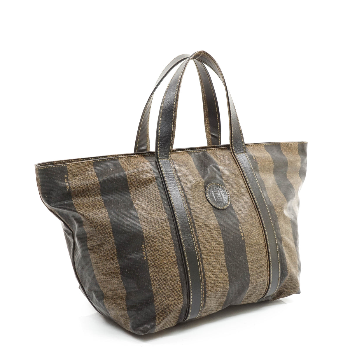 Fendi Pequin Hand Bag Vinyl Brown