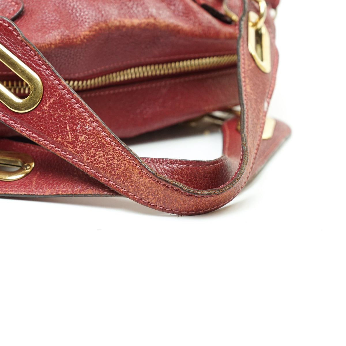 Chloe Paraty Hand Bag Red Leather