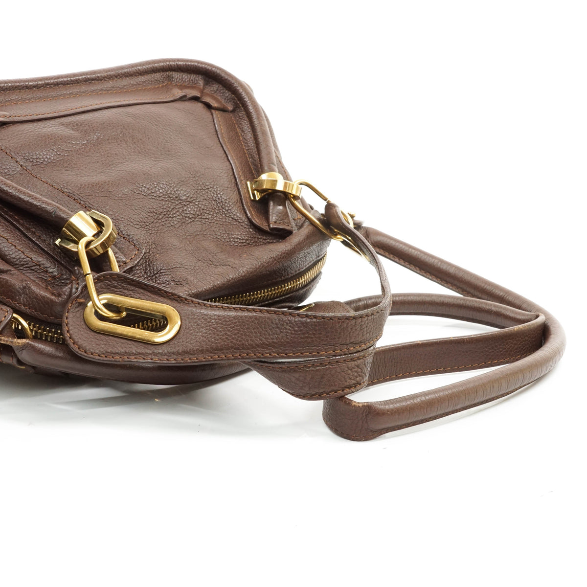 Chloe Paraty Hand Bag Leather Brown