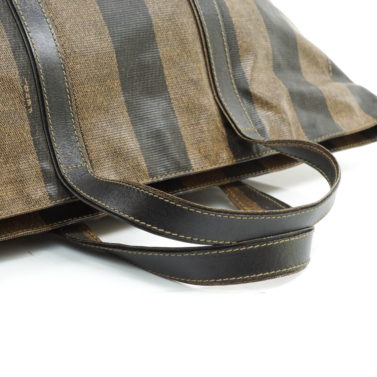 Fendi Pequin Hand Bag Vinyl Brown