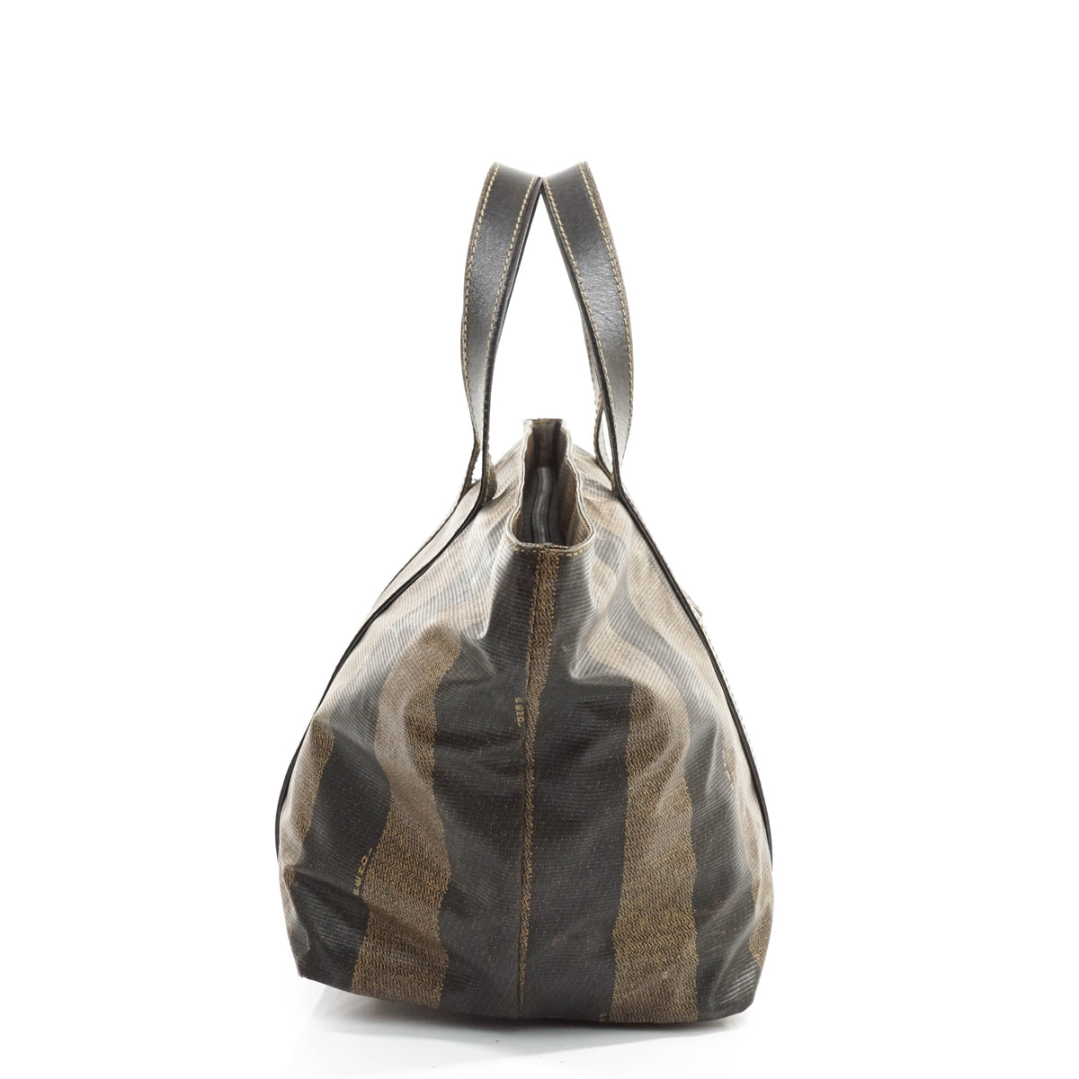 Fendi Pequin Hand Bag Vinyl Brown