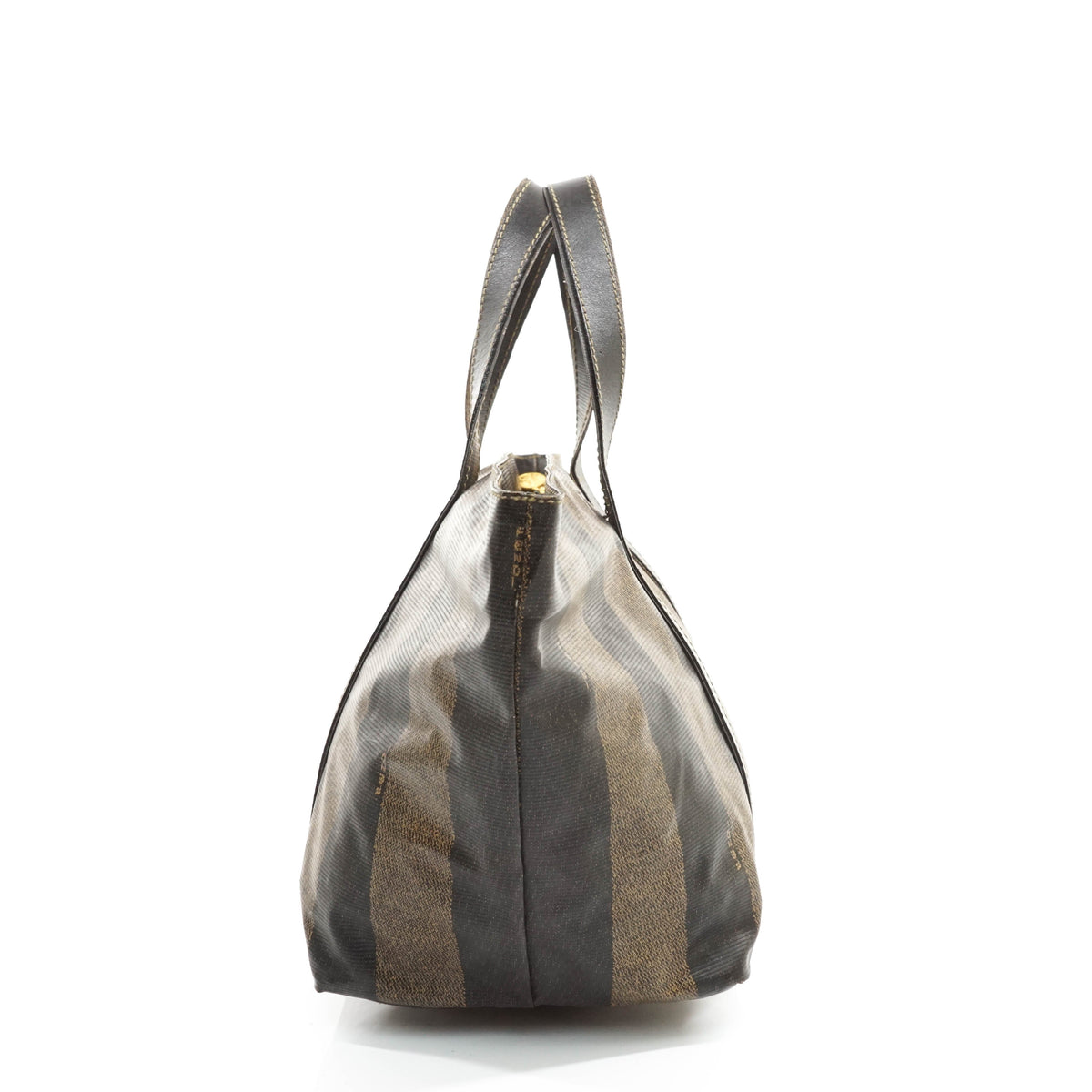 Fendi Pequin Hand Bag Vinyl Brown
