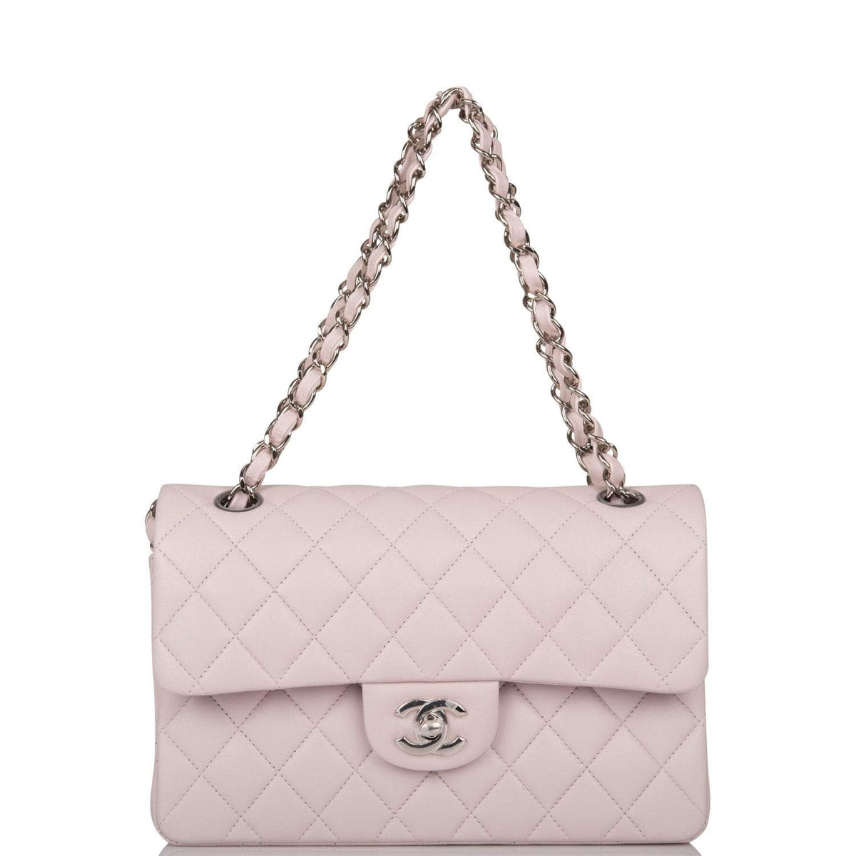 Chanel Light Purple Quilted Lambskin Small Classic Double Flap Bag Silver Hardware