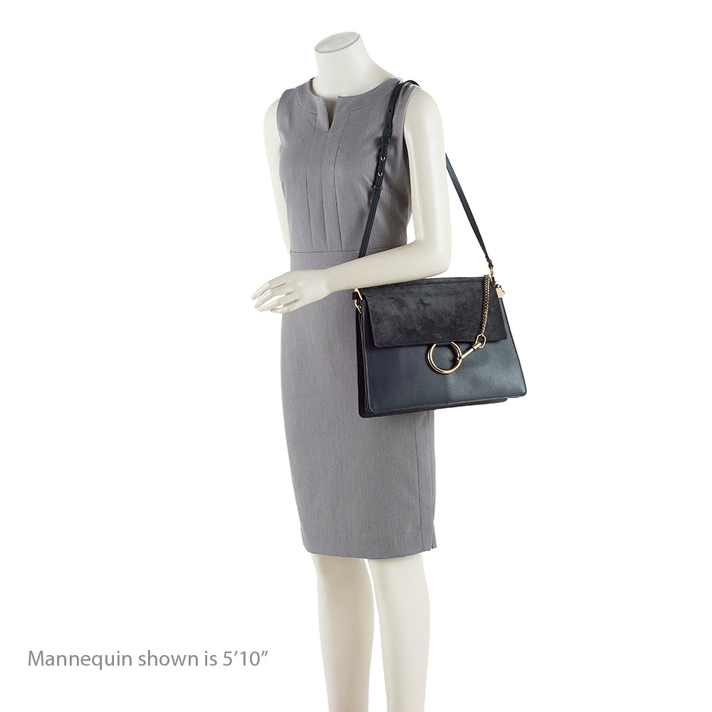 Chloe Calfskin Suede Faye Medium Shoulder Bag (SHF-18263)