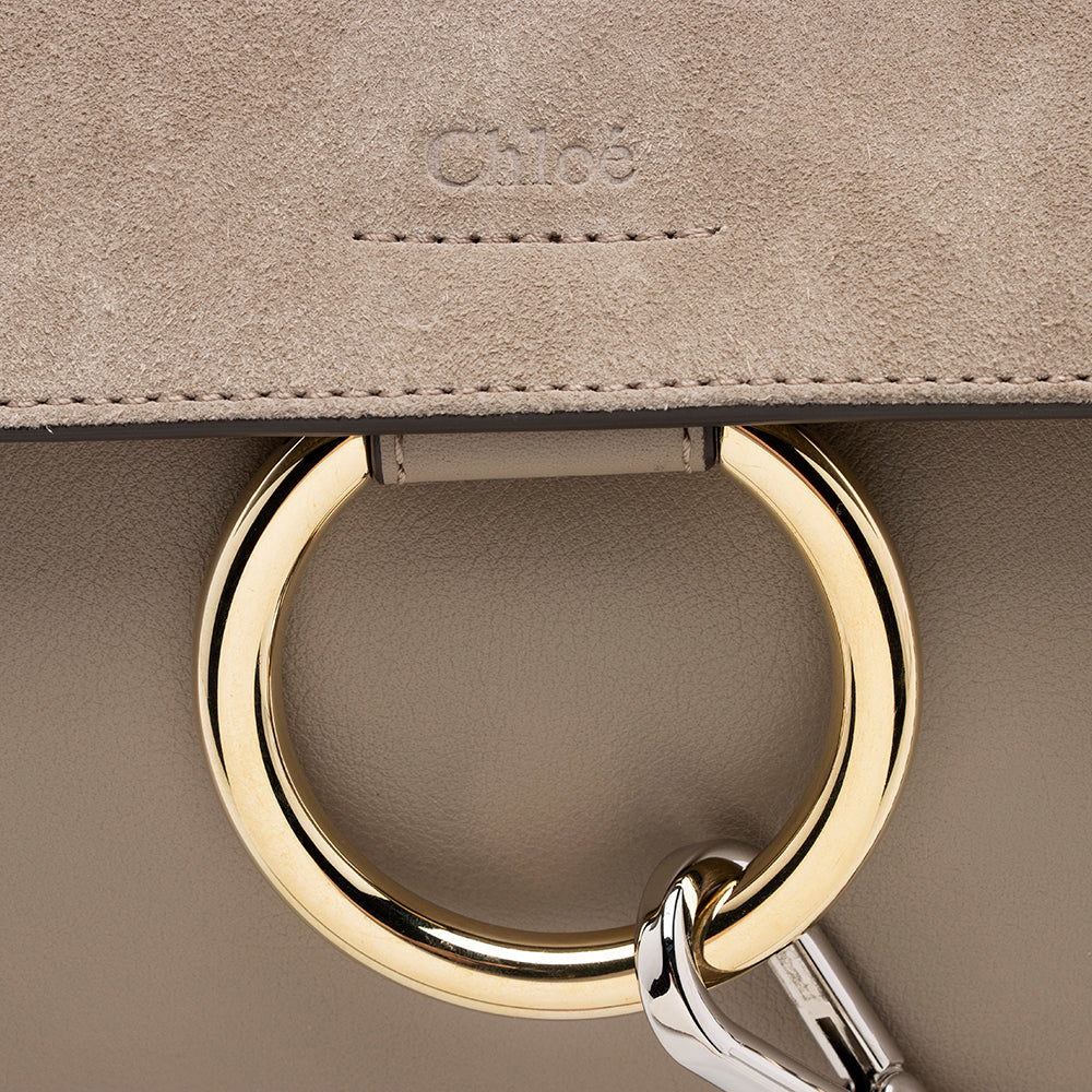 Chloe Calfskin Suede Faye Top Handle Shoulder Bag (SHF-14475)