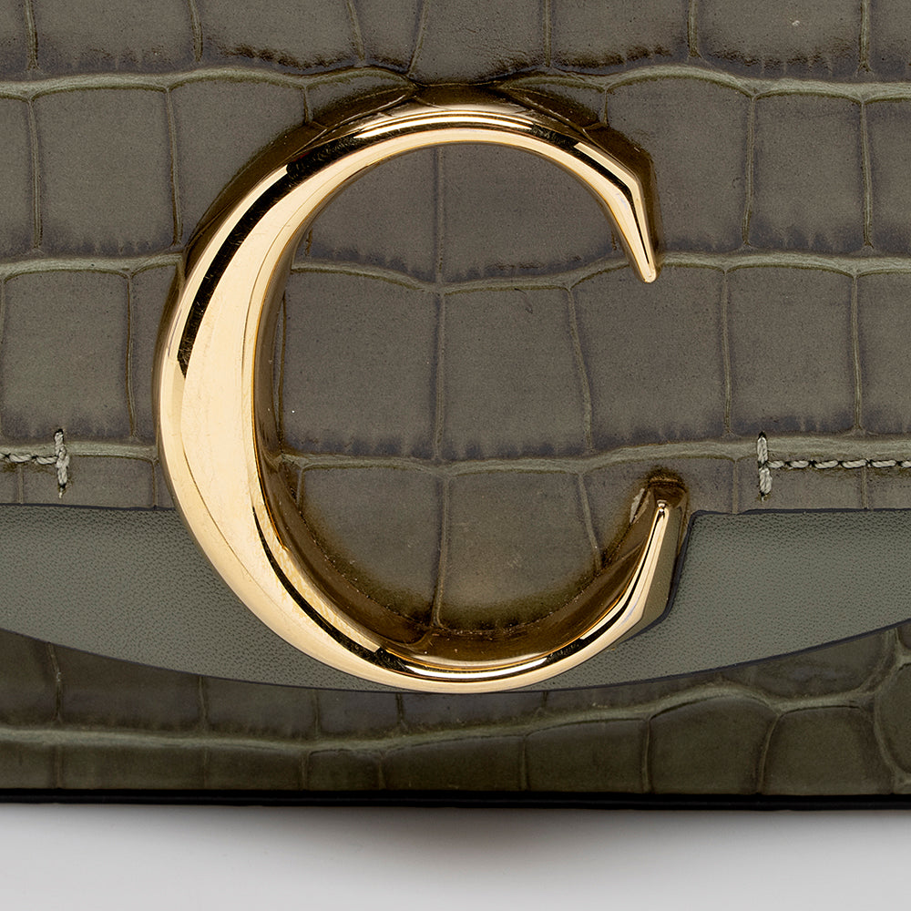 Chloe Croc Embossed C Mini Top Handle Bag (SHF-18176)