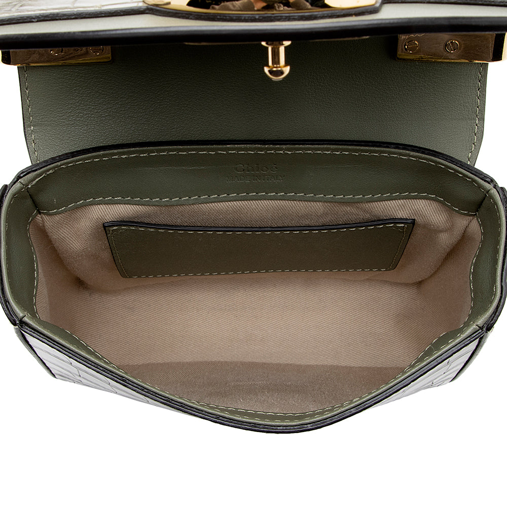 Chloe Croc Embossed C Mini Top Handle Bag (SHF-18176)