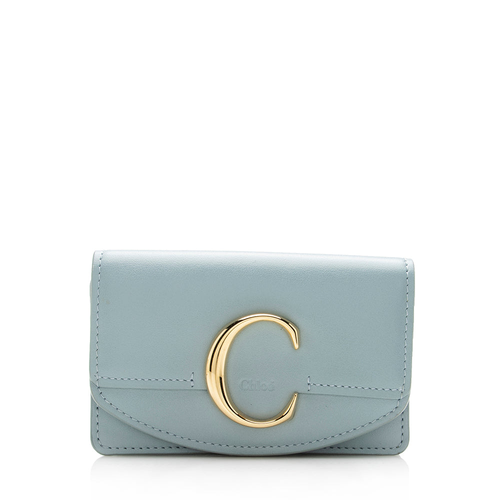 Chloe Leather C Card Holder (SHF-15092)