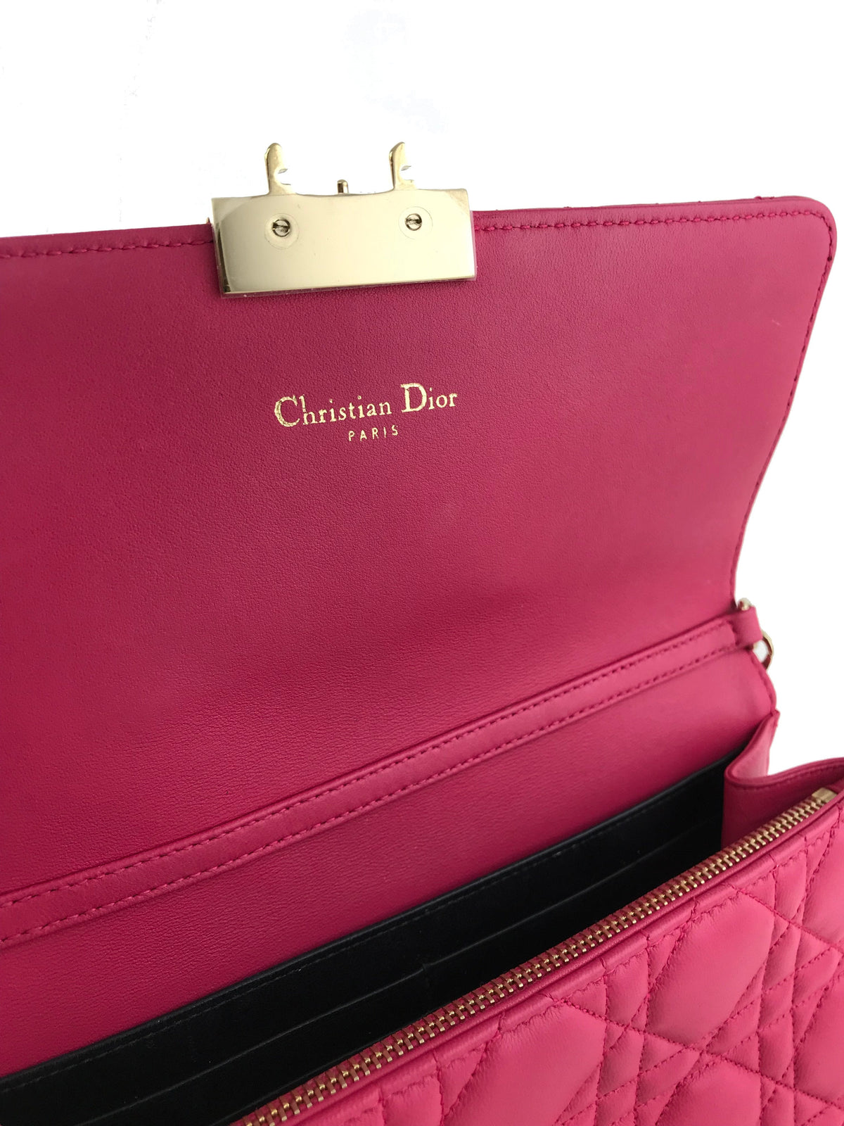 Christian Dior Cannage Quilted Leather Wallet-On-Chain Bag