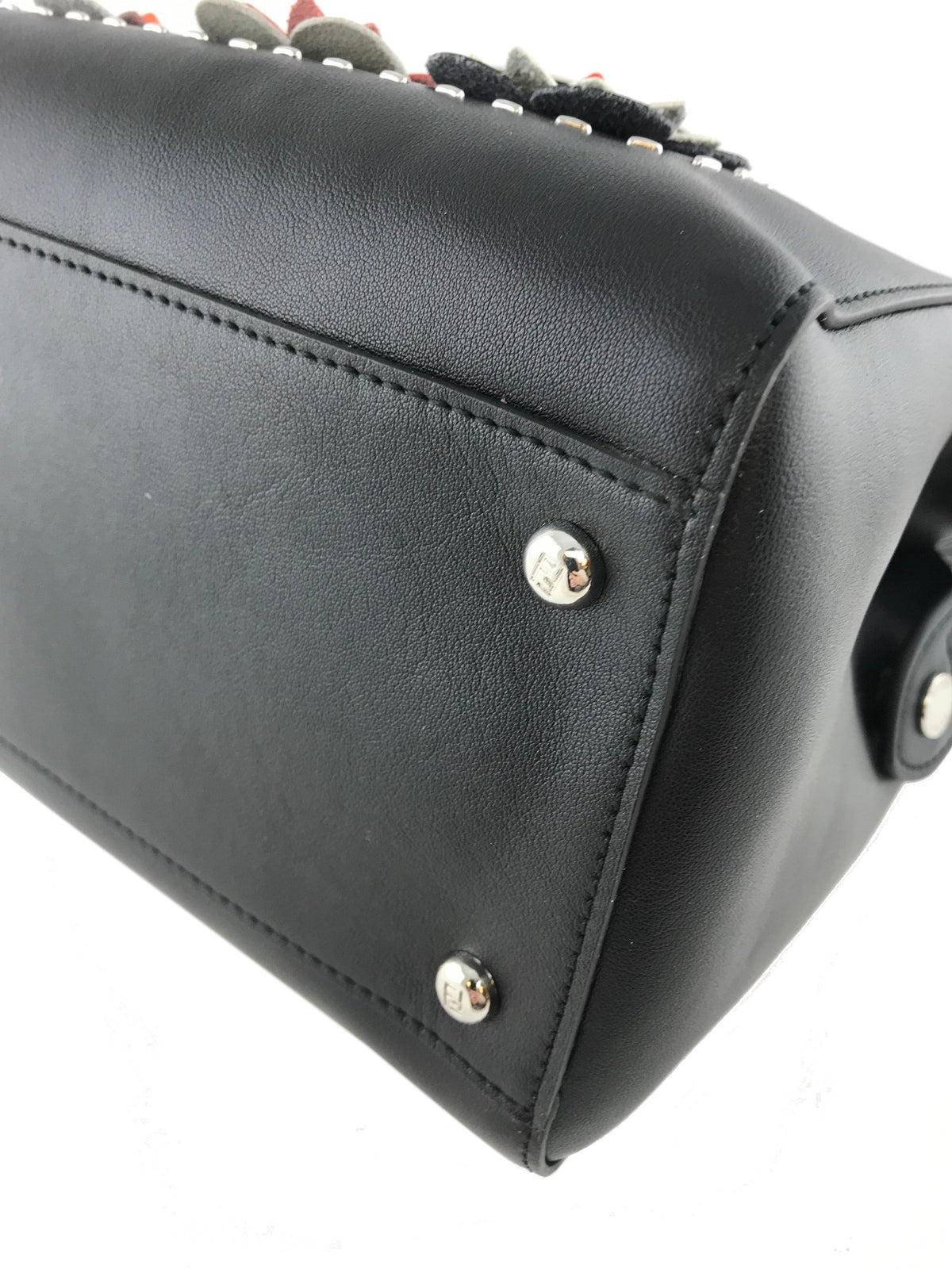 Fendi Dotcom Flower Medium Leather Satchel with Strap