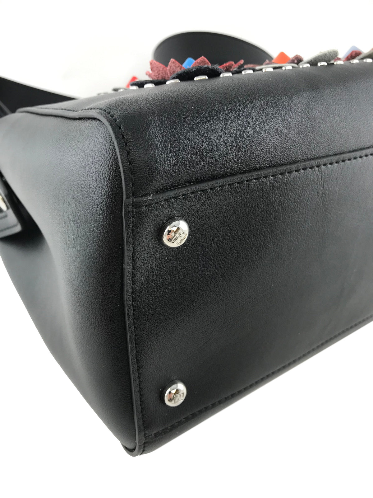 Fendi Dotcom Flower Medium Leather Satchel with Strap
