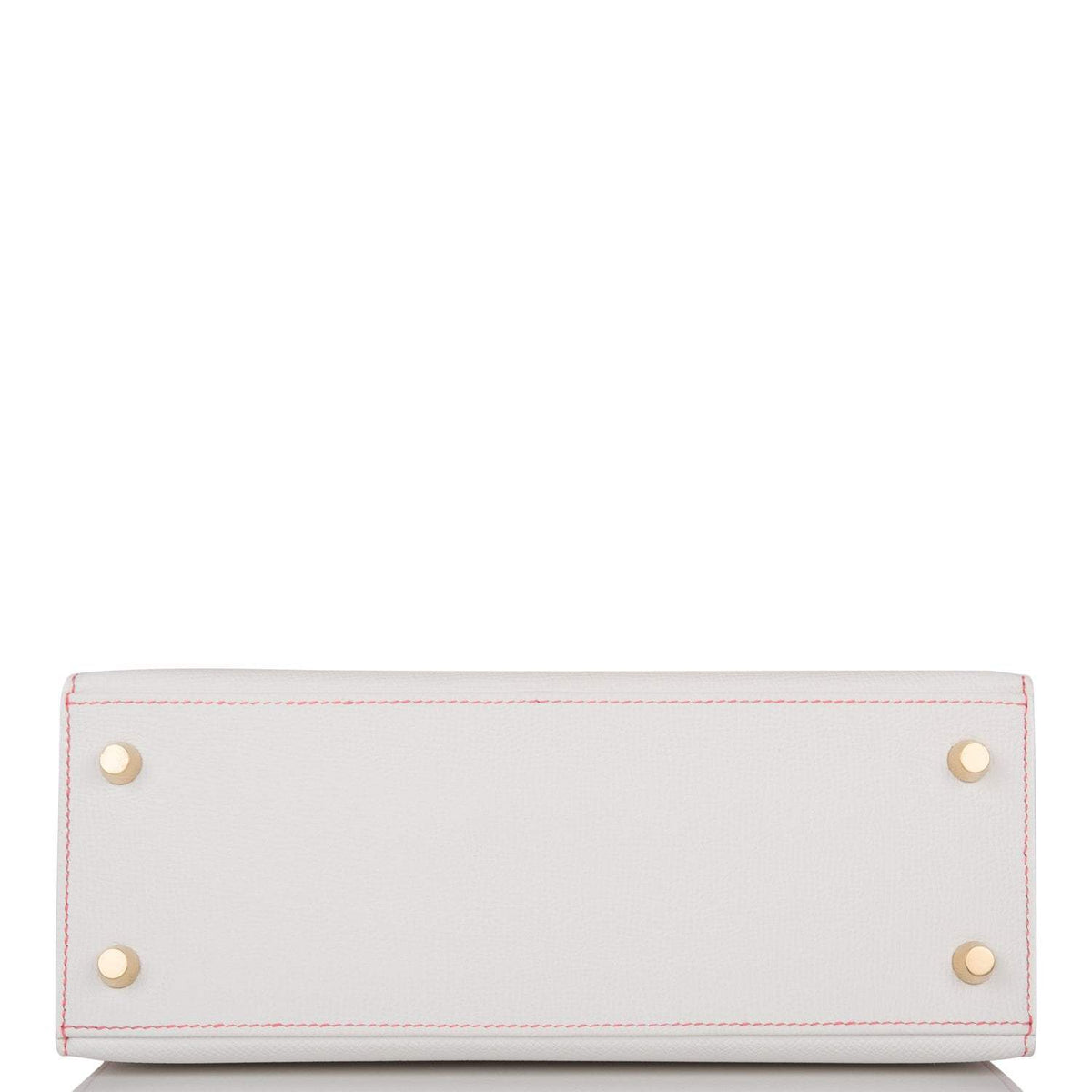 Hermes Horseshoe Stamp (HSS) Bi-Color White and Rose Azalee Epsom Sellier Kelly 25cm Permabrass Hardware