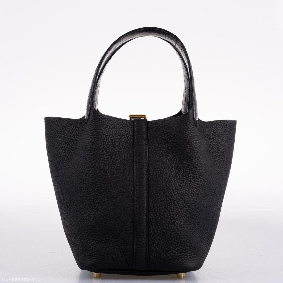 Hermes Picotin Lock Touch 18 PM Black Taurillon Clemence & Matte Alligator Gold Hardware
