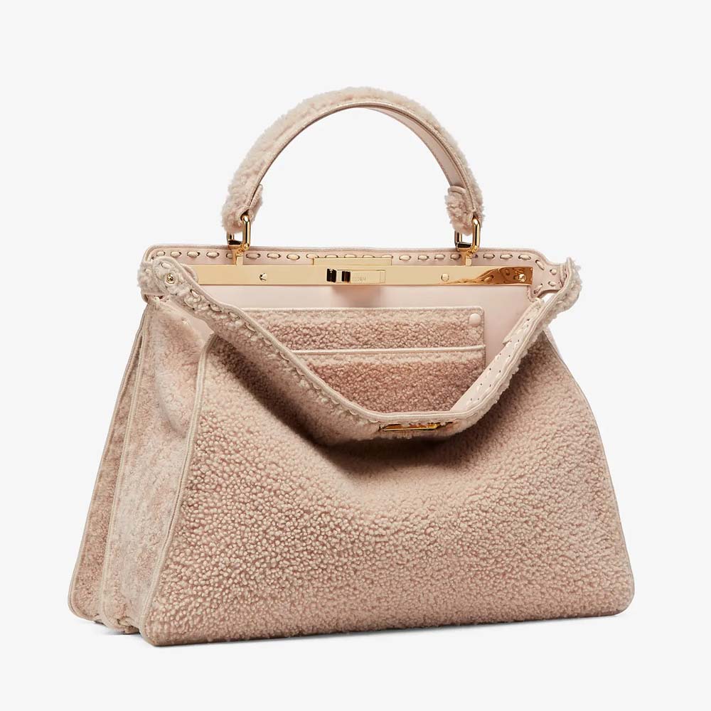 PEEKABOO ISEEU LARGE Pink Sheepskin Bag