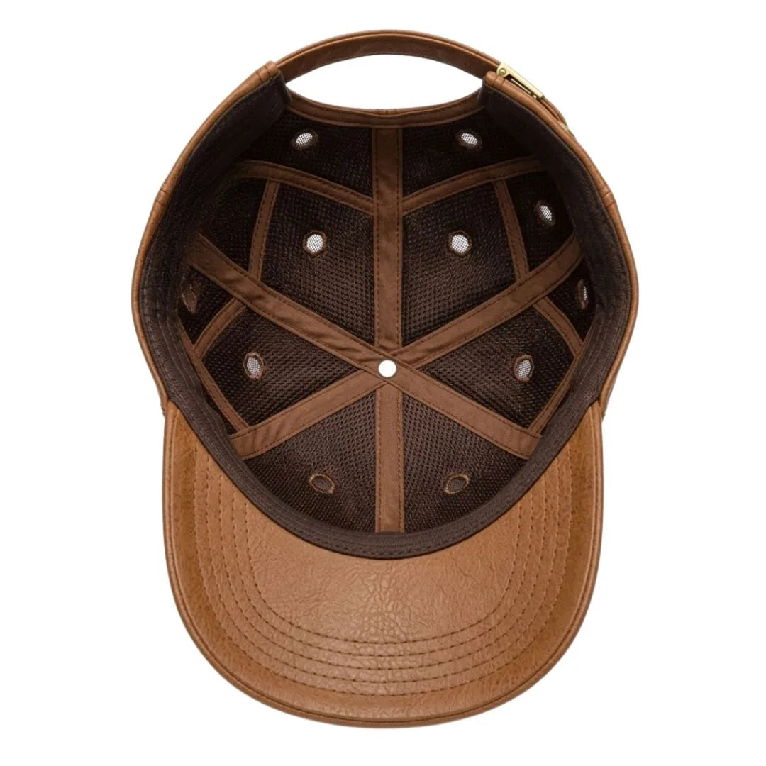 Zurelx Diamond-Stitch Faux Leather Baseball Cap
