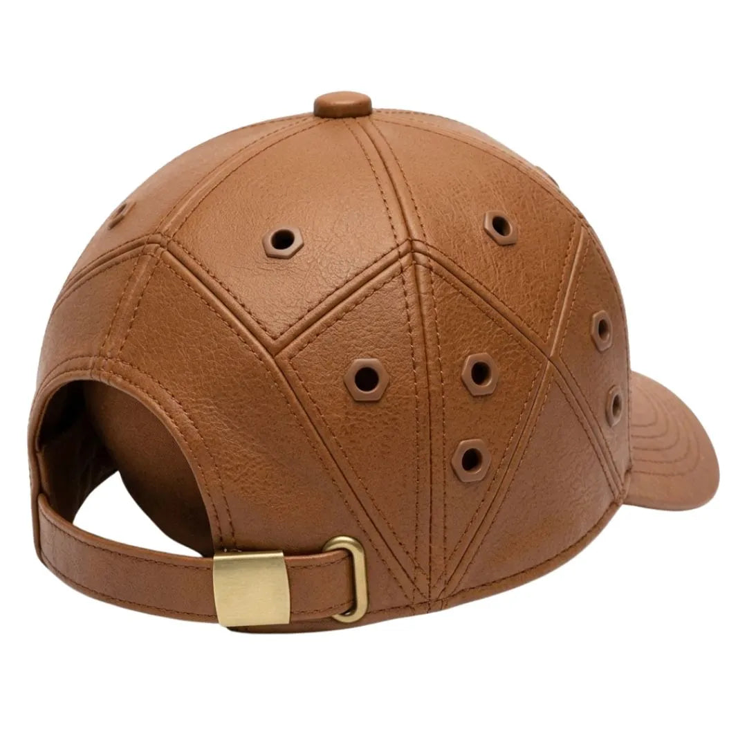 Zurelx Diamond-Stitch Faux Leather Baseball Cap