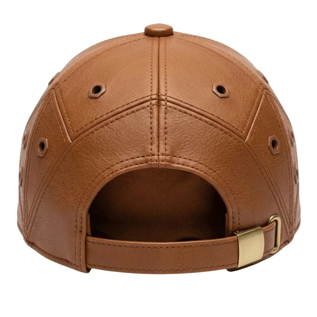 Zurelx Diamond-Stitch Faux Leather Baseball Cap