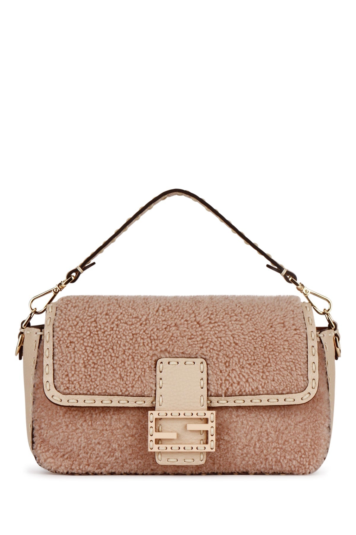 Fendi Baguette Shearling Medium Shoulder Bag