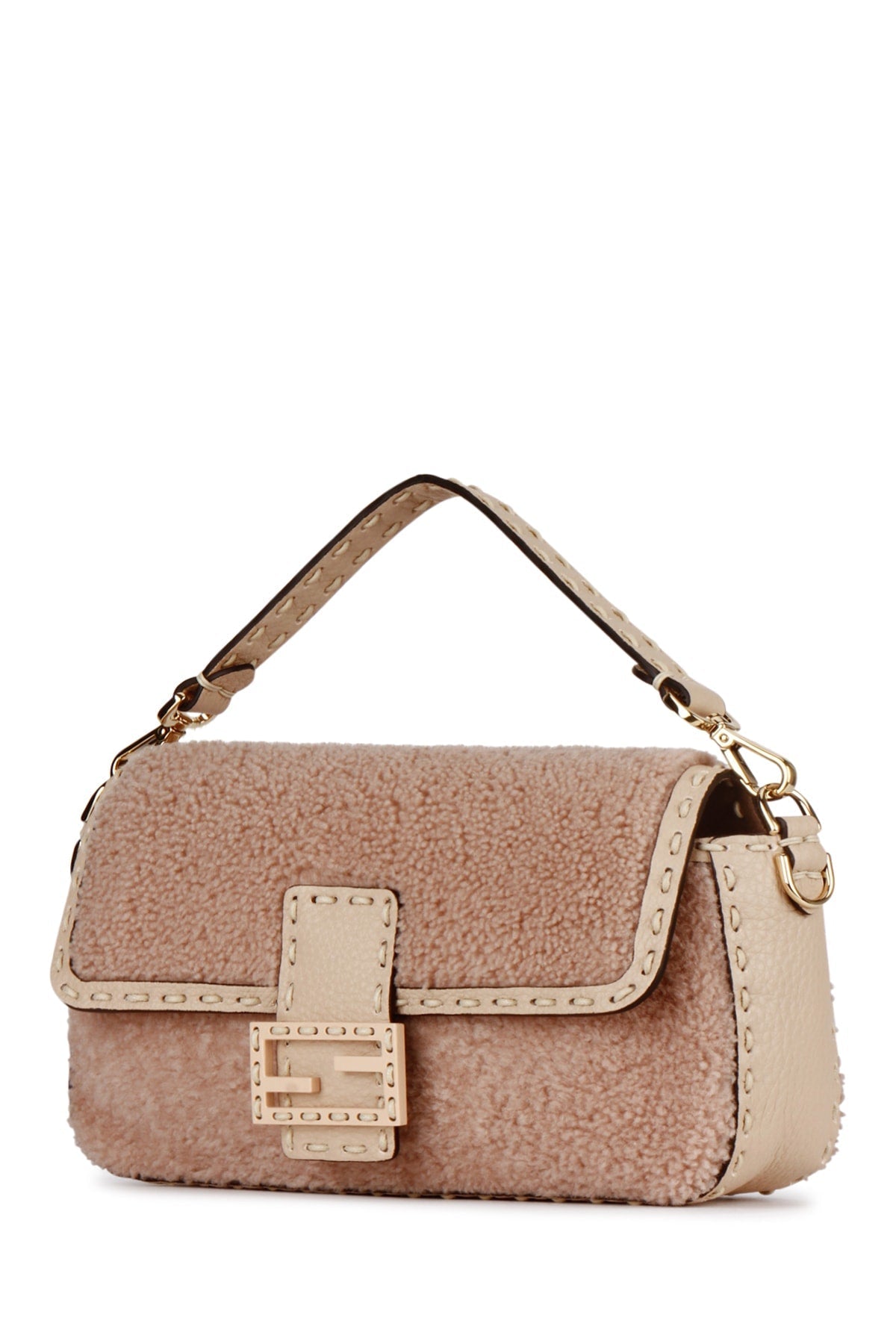Fendi Baguette Shearling Medium Shoulder Bag