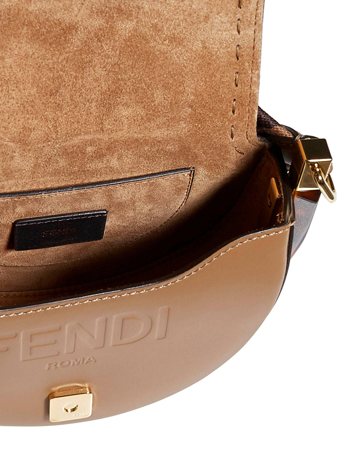 Fendi Logo Plaque Foldover Shoulder Bag