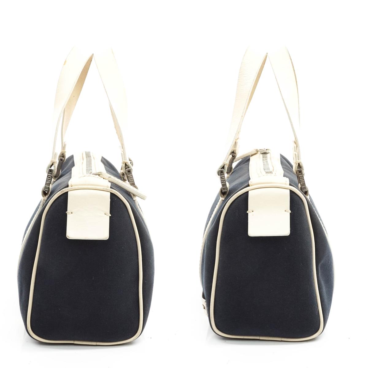 Fendi Hand Bag Navy Blue Canvas