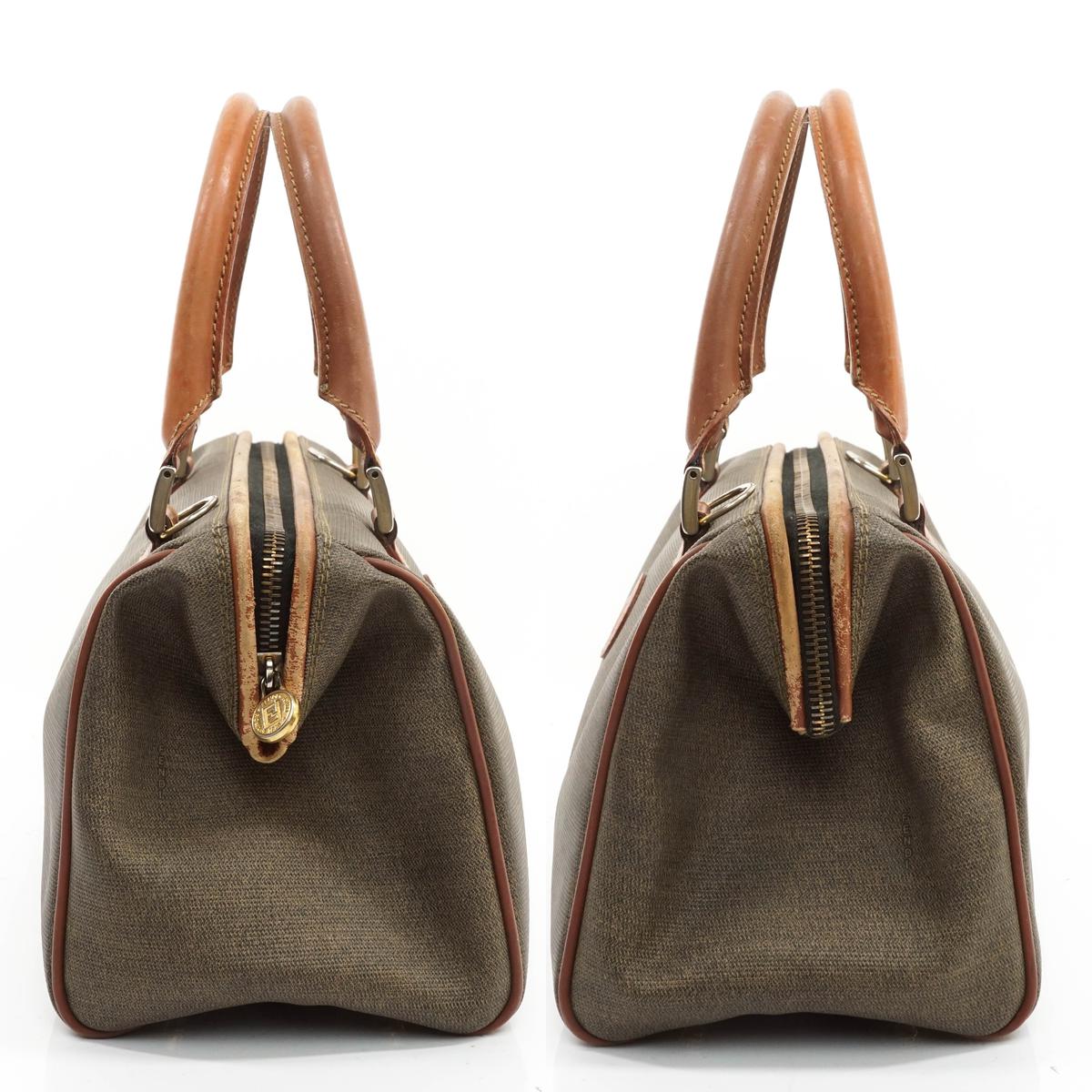 Fendi Hand Bag Brown Coated Canvas