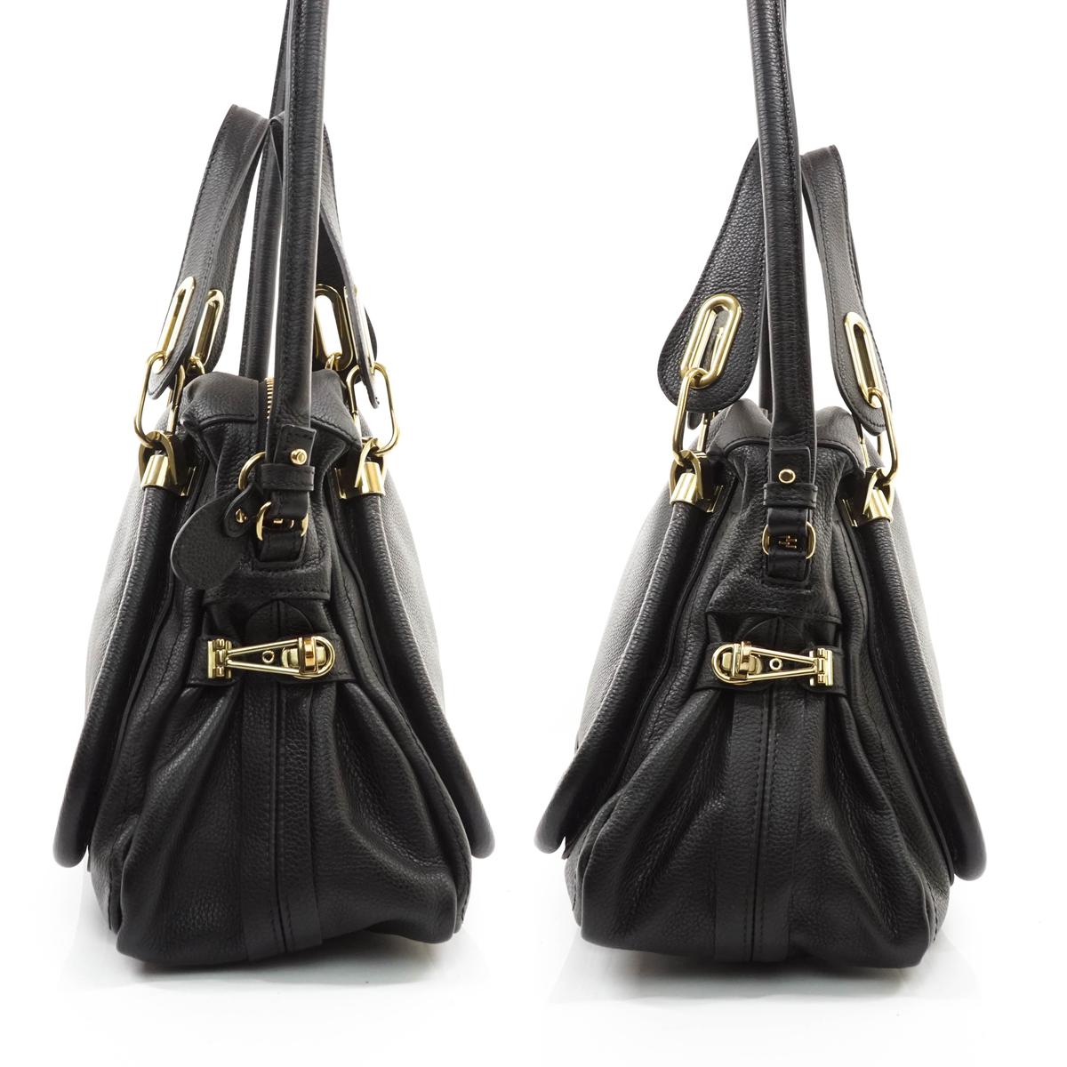 Chloe Paraty Hand Bag Leather Black