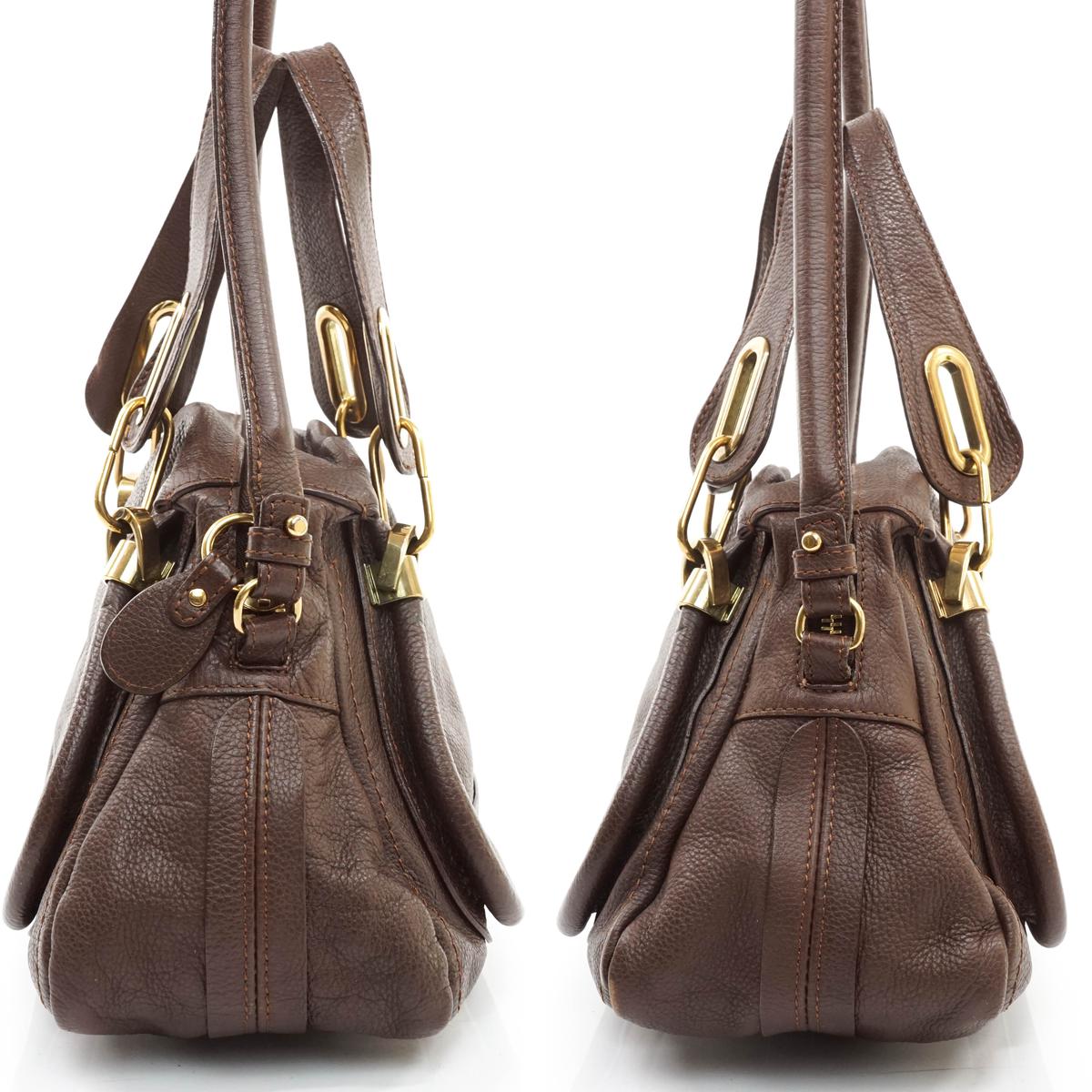Chloe Paraty Hand Bag Leather Brown