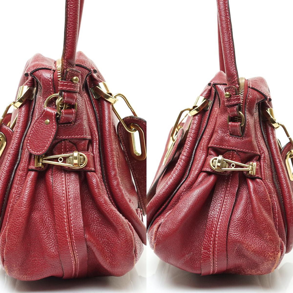 Chloe Paraty Hand Bag Red Leather