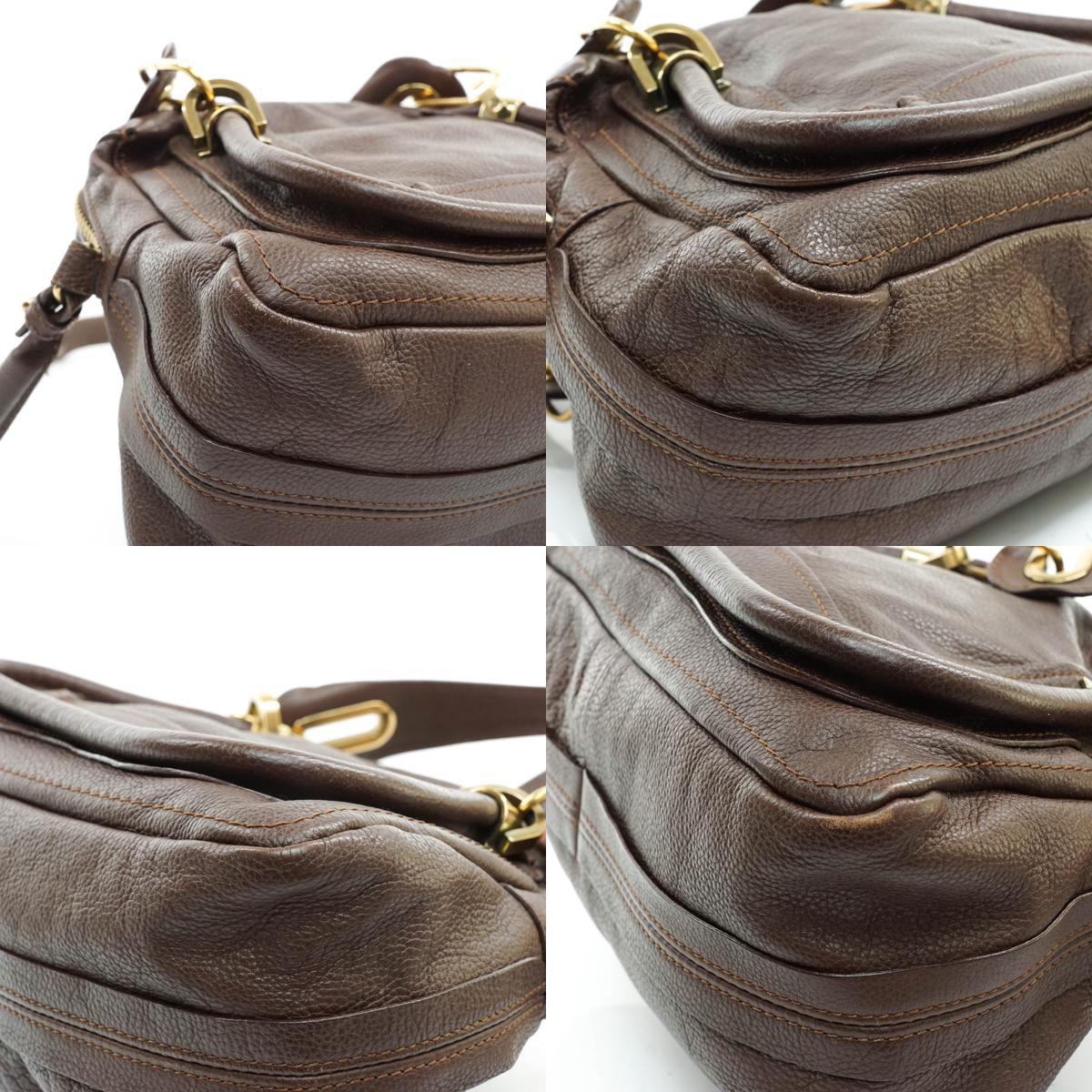 Chloe Paraty Hand Bag Leather Brown