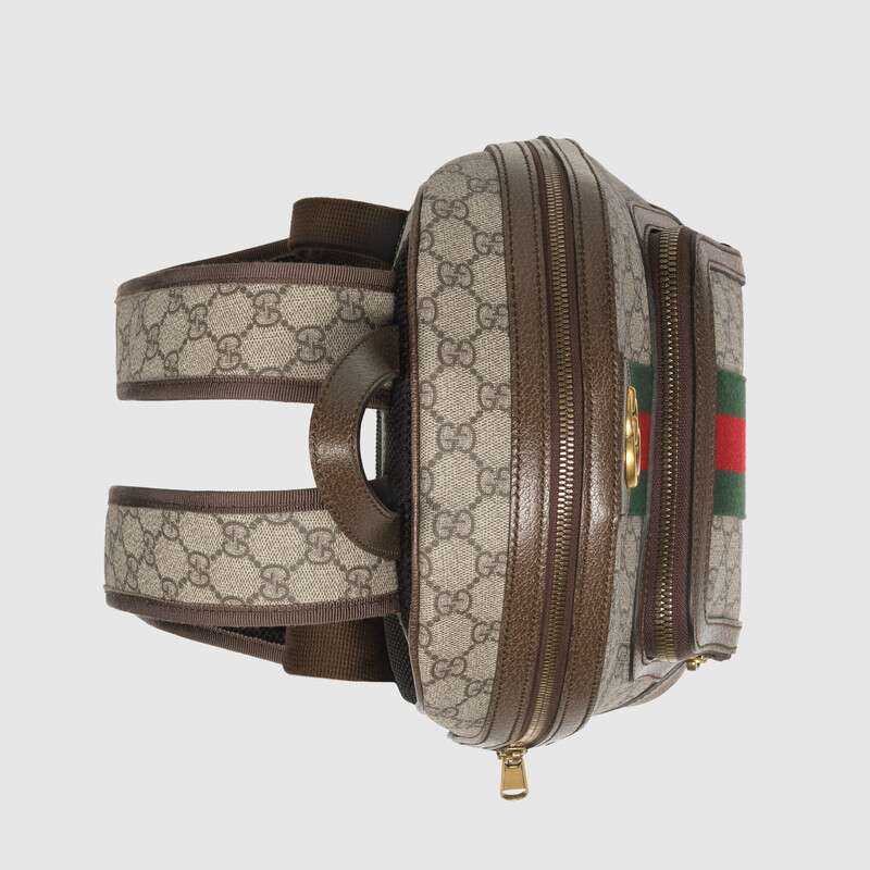 Ophidia GG small backpack Brown leather