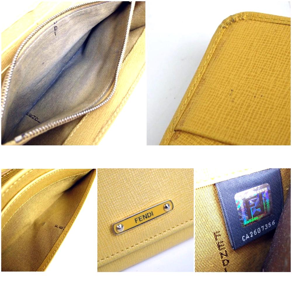 Fendi Leather Yellow Long Wallet