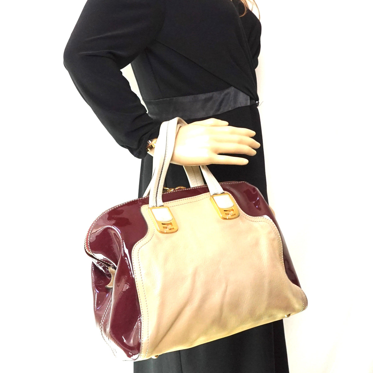 Fendi Chameleon Hand Bag Burgundy