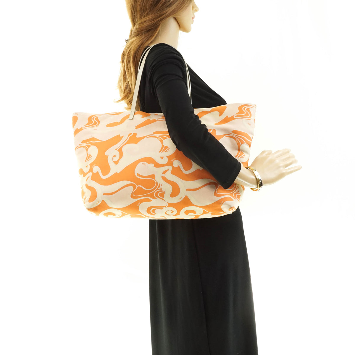 Fendi Tote Bag Orange Fabric