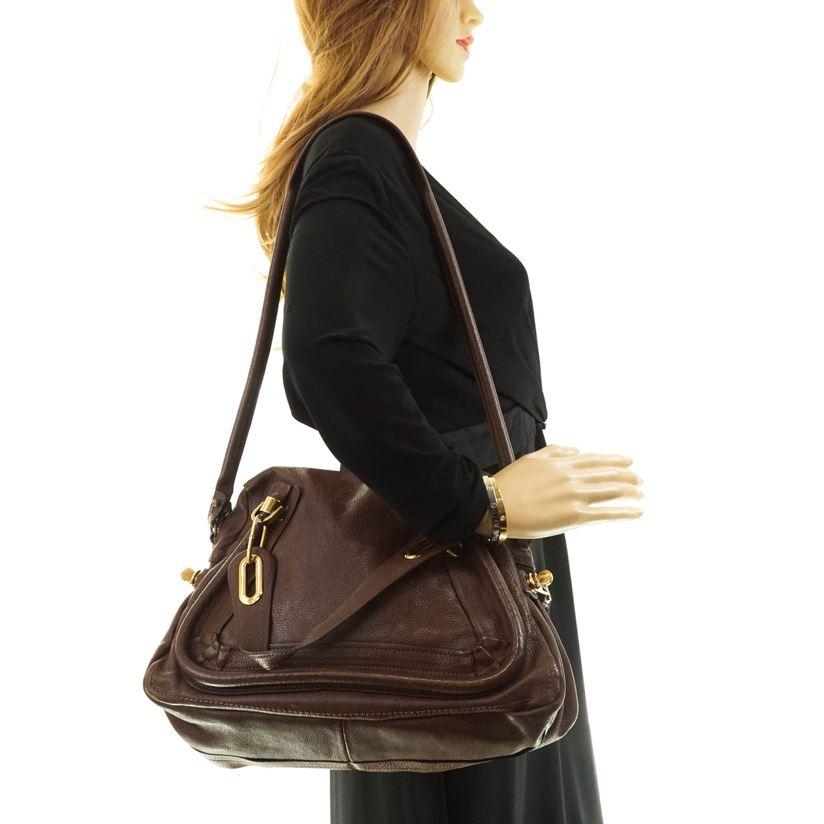 Chloe Shoulder Bag Brown Leather
